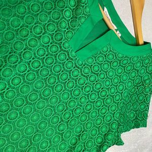 Isaac Mizarhi Green Eyelet Lace Dress Size M